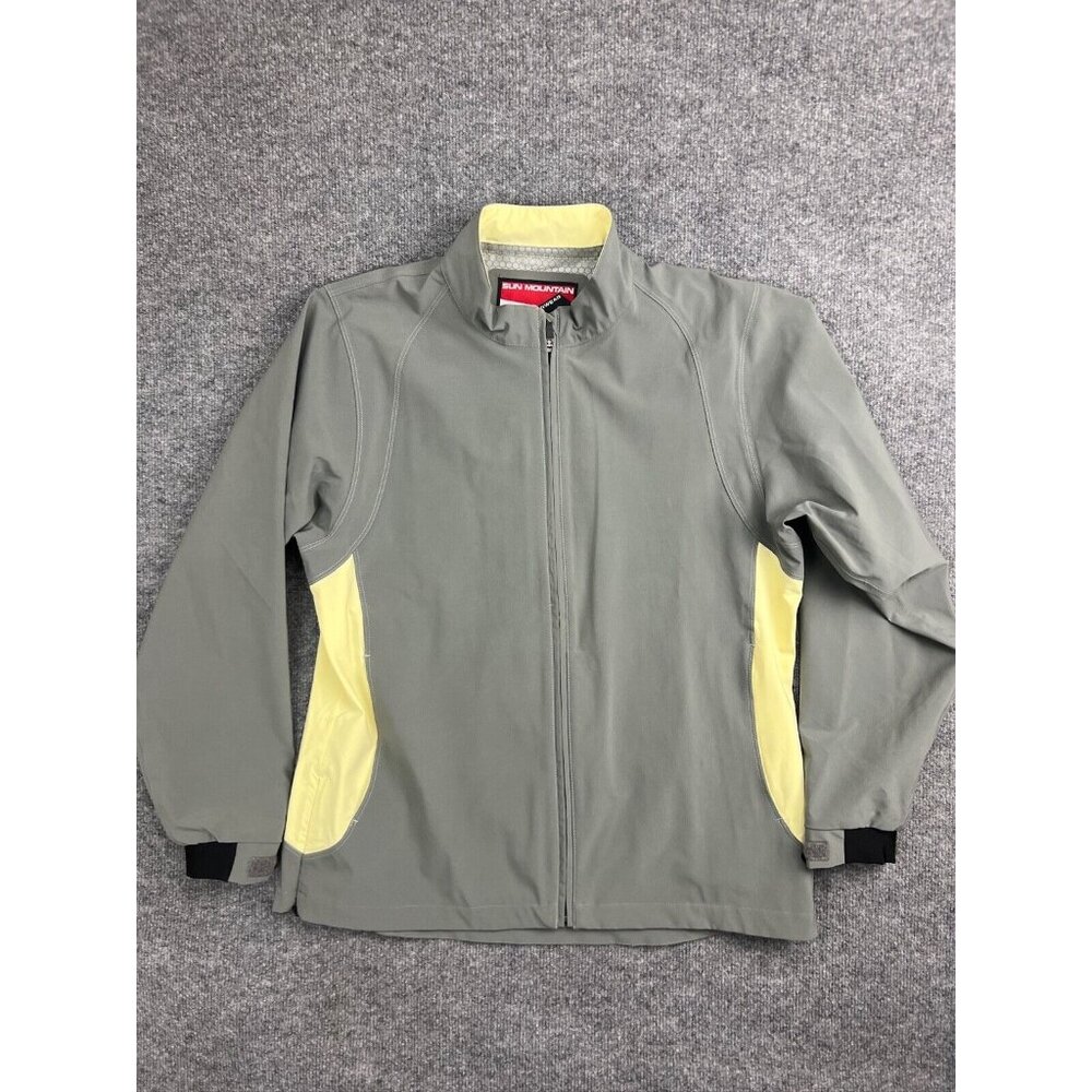 Sun Mountain Outerwear Jacket Women's XL Gray Yellow Full Zip Zipped Pockets